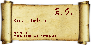 Riger Iván névjegykártya